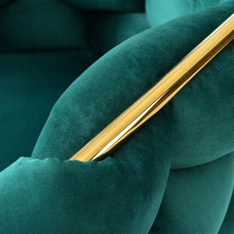 Rootz Dark Green Velvet Chair - Luxurious Seating - Elegant Design - Adjustable Front Legs - 70L x 47W x 80H cm