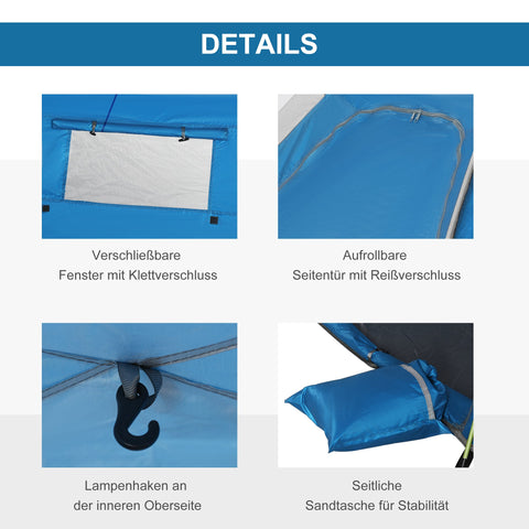 Rootz Pop-Up Beach Tent - Sun Shade - UV Shelter - Mesh Window - Fiberglass Frame - 220x173x120cm