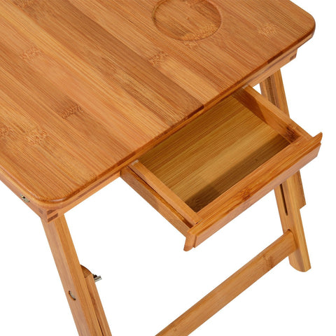 Rootz Bamboo Laptop Table - Bed Table - Folding Table - Eco-Friendly Design - Adjustable Height - 55x35x22-30cm