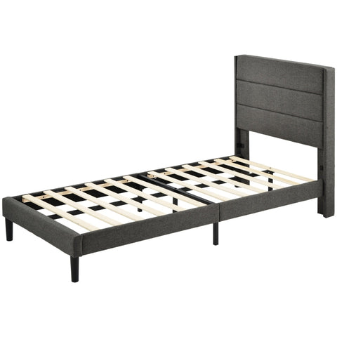 Rootz Single Bed - Modern Bed - Stylish Bed Frame - Padded Headboard - Comfort & Style - 96L x 209W x 111H cm