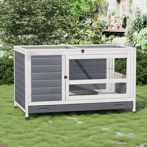 Rootz 2 Level Small Animal Hutch - Pet Cage - Mobile Hutch - Weatherproof Fir Wood - 102cm x 60cm x 63.5cm
