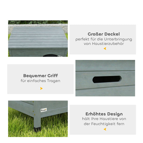 Rootz Dog House – Pet Hut – Dog Box – Fir Wood, Easy Cleaning – 80cm x 55cm x 53.5cm