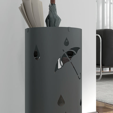 Rootz Umbrella Stand - Parasol Holder - Steel Column Stand - Removable Compartment - Ø17 x 41h cm - Rust-Free - Stylish and Durable Design