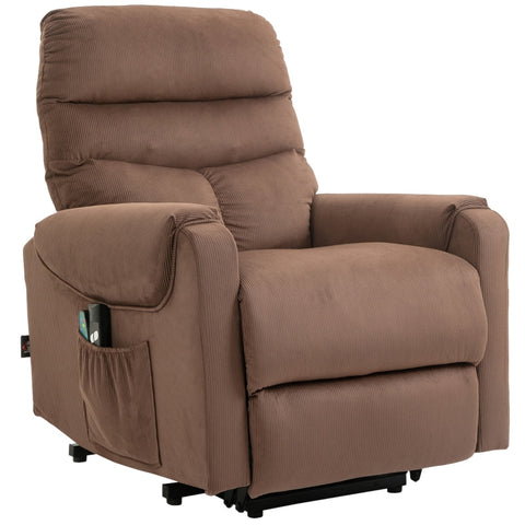 Rootz Power Lifting Chair with Stand-Up Aid - Electric TV Recliner - Vibration Massage - Heating Pads - Brown - 79cm x 97cm x 103cm