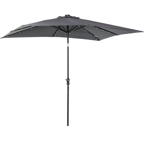 Rootz Garden Parasol - Sun Umbrella - Patio Canopy - LED Solar Lighting - High-Density Polyester - 268cm x 205cm x 248cm
