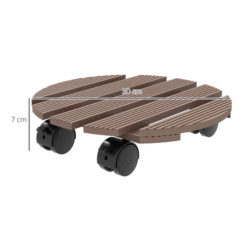 Rootz 4 Piece Plant Roll Set - Plant Stands - Rolling Plant Stands - Effortless Mobility - 30cm Ø x 7cm Height - Composite Wood
