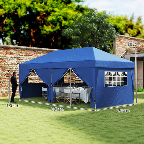 Rootz Garden Pavilion - Outdoor Tent - Foldable Canopy - UV Protection - 590cm x 295cm x 285cm - Easy Transport Bag