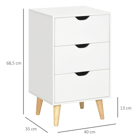 Rootz Scandinavian Chest of Drawers - Night Console - Storage Furniture - 3 Drawers - Elegant Design - 40 x 35 x 68.5 cm
