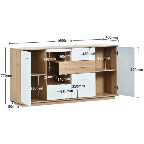 Rootz Modern Sideboard with LED Lighting - Storage Cabinet - Buffet Console - Elegant & Spacious - 160L x 40W x 77H cm