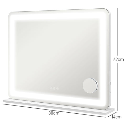 Rootz LED Mirror - Makeup Mirror - Vanity Mirror - 10x Magnification - USB Charging - Touch Control - 80cm x 14cm x 62cm