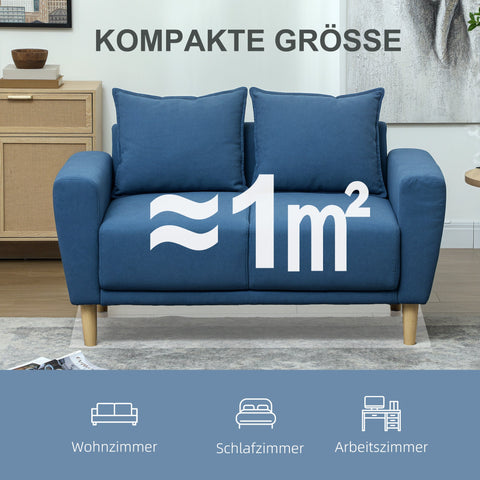 Rootz Two Seater Sofa - Modern Couch - Fabric Loveseat - Eucalyptus Wood Frame - Compact Comfort - 133 x 73 x 81 cm