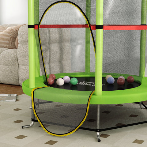 Rootz Children's Trampoline - Safety Network - Zipping Door - Enhances Coordination - Ø 1.40 x 1.90h m - Green
