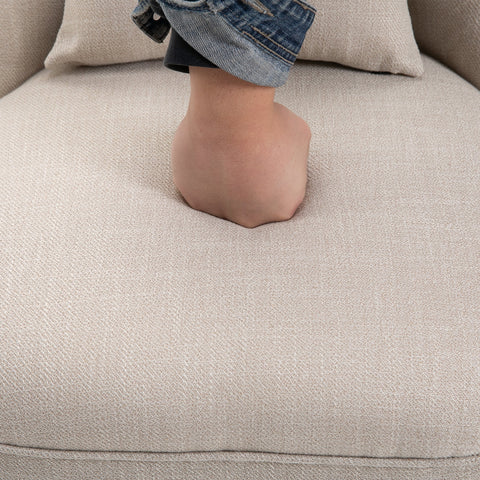 Rootz Soft Upholstered Armchair - Reading Chair - Resting Chair - Back Support - 52.5 x 69 x 77 cm -  White Linen-Look Fabric