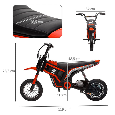 Rootz Electric Motorcycle for Children - Kids Ride-On Bike - Child's Electric Motorbike - 24V Engine - 119L x 64W x 76.5H cm - Red