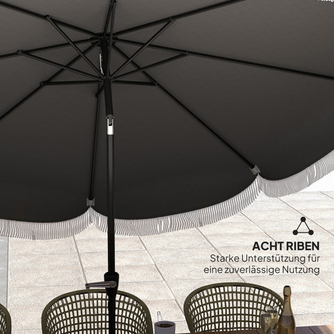 Rootz Ø269cm Parasol - Garden Sunshade - Balcony Screen - UPF 30+ UV Protection - Ø2.69m x 2.38m - Grey