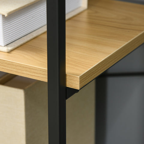 Rootz 5 Tier Industrial Bookcase - Storage Shelf - Metal & Wood Unit - Modern Elegance - 80cm x 28cm x 179cm