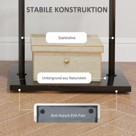 Rootz Coat Stand - Freestanding Coat Rack - Clothes Rail - 3 Hooks - Storage Compartment - Stable Steel Construction - Black - 45cm x 28cm x 148cm