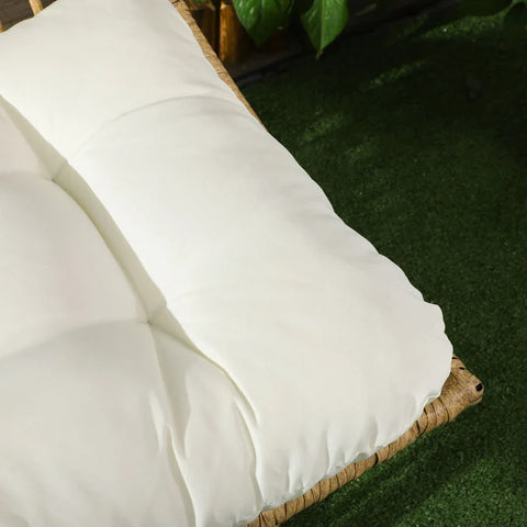 Rootz Swivel Garden Chair - Artificial Rattan Seat Basket - Aluminum Frame - Seat Cushion - Natural + Cream - 65 x 70 x 66 cm