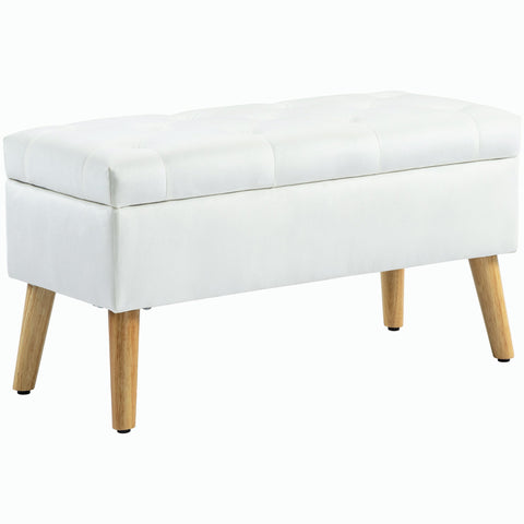 Rootz Upholstered Bench with Storage - Velvet-Like Cover - Bedroom Bench - Comfortable Seating - 80 x 35 x 40 cm