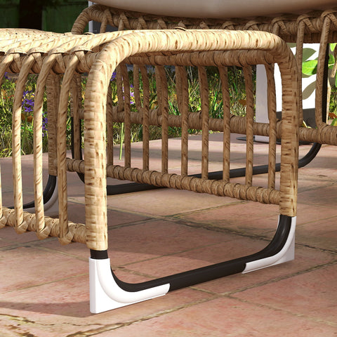 Rootz Rattan Relaxation Armchair with Foot Stool - Garden Armchair - Outdoor Lounge Chair - UV-Resistant - 65 x 93 x 80 cm