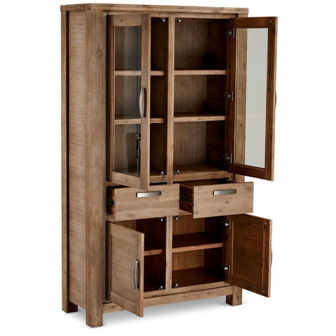 Rootz vitrinekast - opbergkast - vitrinekast - massief acaciahout - uitgebreide opbergruimte - duurzame constructie - elegant ontwerp - 115 cm x 45 cm x 200 cm