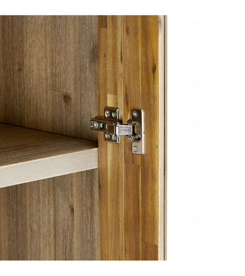 Rootz Display Cabinet - Storage Cabinet - Showcase Unit - Durable Acacia Wood and MDF - Secure Locking System - Versatile Brown Finish - 110cm x 40cm x 187cm