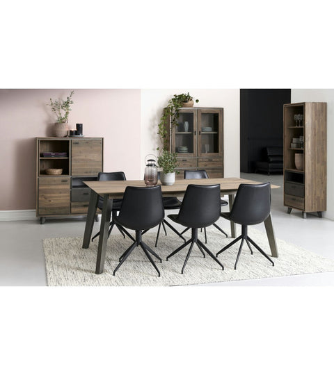 Rootz Display Cabinet - Storage Cabinet - Showcase Unit - Durable Acacia Wood and MDF - Secure Locking System - Versatile Brown Finish - 110cm x 40cm x 187cm