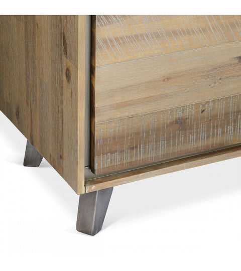 Rootz Display Cabinet - Storage Cabinet - Showcase Unit - Durable Acacia Wood and MDF - Secure Locking System - Versatile Brown Finish - 110cm x 40cm x 187cm