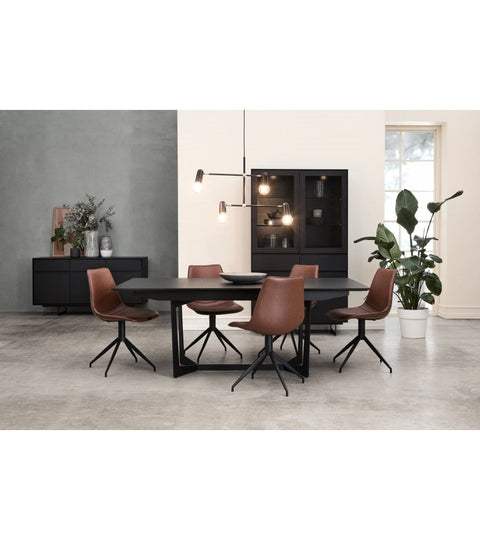 Rootz Display Cabinet - Storage Cabinet - Showcase Unit - Ample Storage, Soft Close System, Integrated LED Lighting - 110cm x 45cm x 190cm - Black Oak Veneer