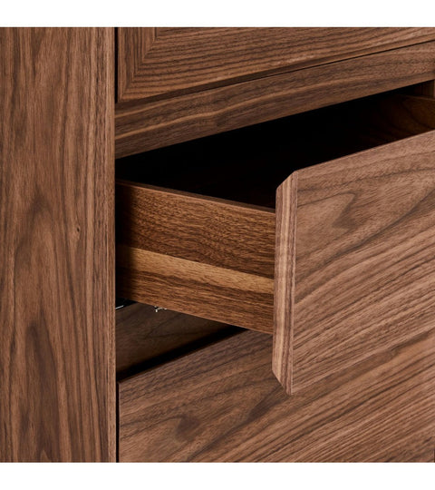 Rootz Display Cabinet - Storage Cabinet - Showcase Unit - American Walnut Veneer - Soft-Close Locking - Built-in LED Lighting - 110cm x 45cm x 190cm
