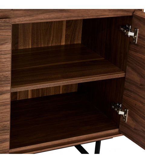 Rootz Display Cabinet - Storage Cabinet - Showcase Unit - American Walnut Veneer - Soft-Close Locking - Built-in LED Lighting - 110cm x 45cm x 190cm