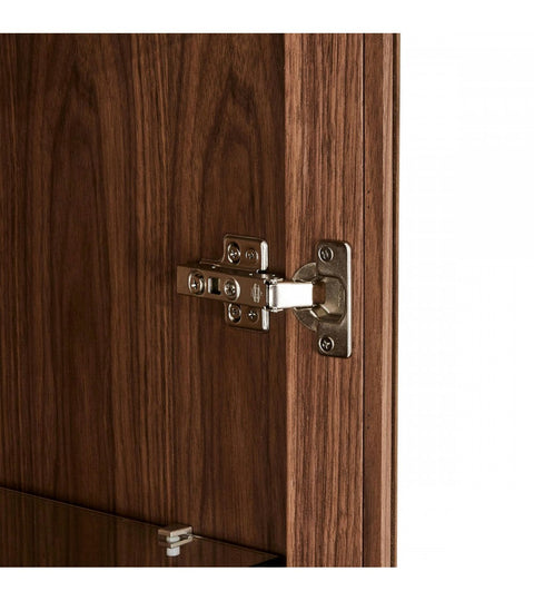 Rootz Display Cabinet - Storage Cabinet - Showcase Unit - American Walnut Veneer - Soft-Close Locking - Built-in LED Lighting - 110cm x 45cm x 190cm