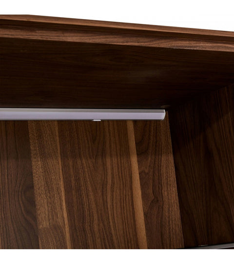 Rootz Display Cabinet - Storage Cabinet - Showcase Unit - American Walnut Veneer - Soft-Close Locking - Built-in LED Lighting - 110cm x 45cm x 190cm