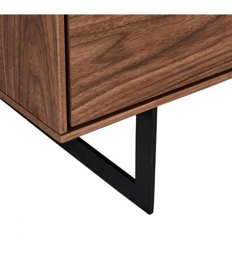 Rootz Display Cabinet - Storage Cabinet - Showcase Unit - American Walnut Veneer - Soft-Close Locking - Built-in LED Lighting - 110cm x 45cm x 190cm