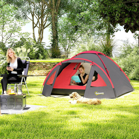 Rootz Camping Tent 3 Person - Lightweight Shelter - Waterproof Tent - UV 50+ Protection - Includes Canopy - 3.15m x 2.15m x 1.3m