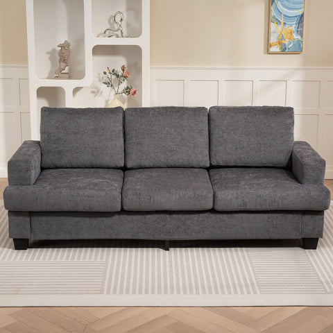 Rootz 3-Seater Sofa - Living Room Couch - Upholstered Sofa - Supports 360kg - 213cm x 82cm x 90cm - Grey Fabric Cover