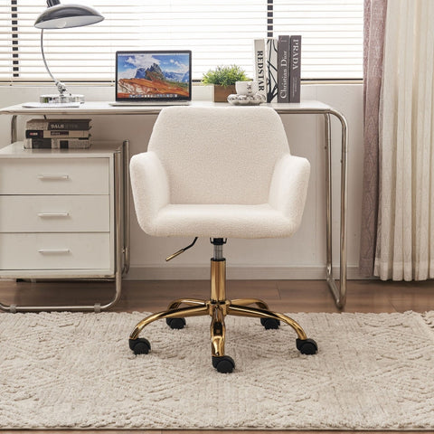 Rootz Swivel Leisure Chair - Enhanced Comfort Chair - Faux Fur Seat - Durable & Adjustable - 55.8cm x 55.1cm x 83.8cm