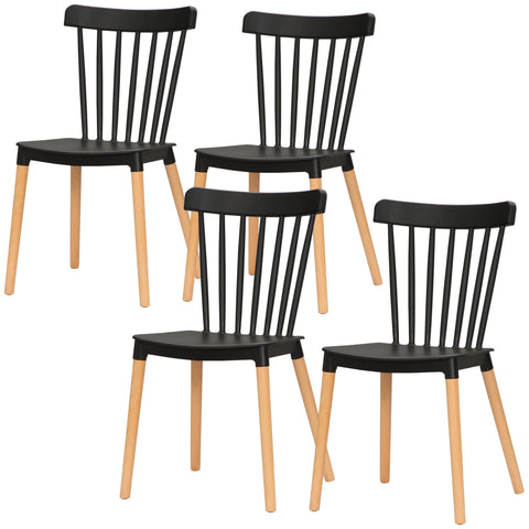 Rootz 4 Piece Scandinavian Chairs Set - Dining Chairs - Kitchen Chairs - Ergonomic Backrest - 48cm x 52.5cm x 83cm