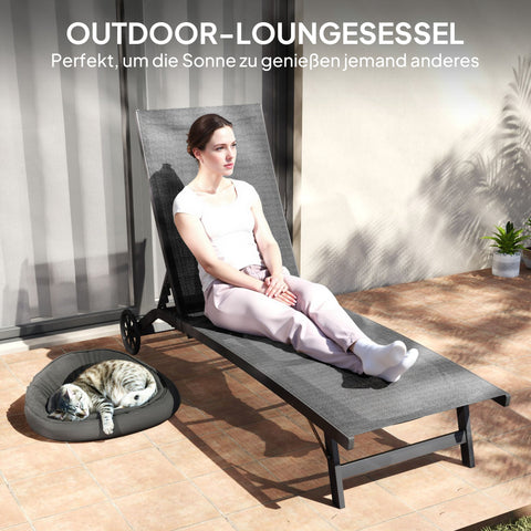 Rootz Sun Lounger - Adjustable Recliner - Outdoor Chaise - Breathable Fabric - 195cm x 66cm x 34cm