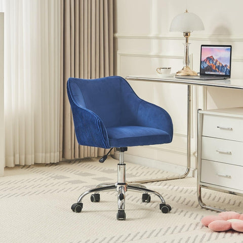 Rootz Adjustable Swivel Velvet Chair - Office Chair - Makeup Chair - Optimal Comfort - 56cm x 55cm x 83cm