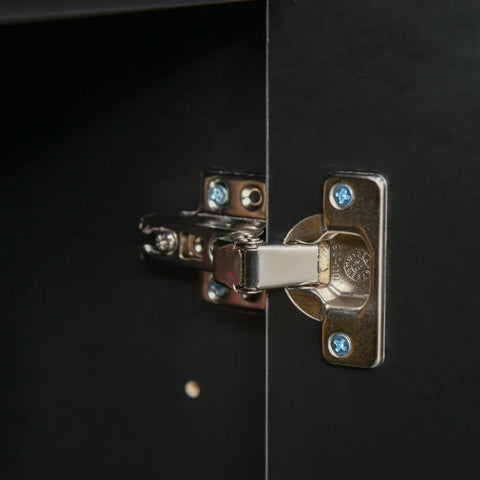 Rootz Standing Cabinet - Sideboard Chest Drawers - Modern Style - 2 Drawers - 2 Cupboards - Chipboard - Black - 79W x 36D x 74H cm