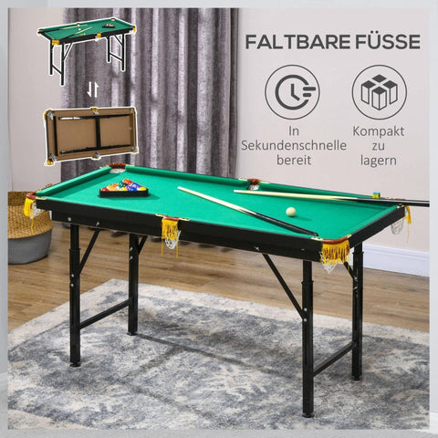 Rootz Opvouwbare Pooltafel - Biljarttafel - Snookertafel - Verstelbare Hoogte - Complete Set - Ruimtebesparende Opslag - 140cm x 60cm x 55-75cm - MDF &amp; Staal