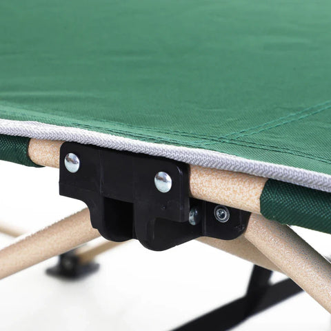 Rootz Camp Bed - Foldable Camping Bed - Military Sleeping Bed - Weather Resistant - Includes Tote Bag - Green + Beige - 190cm x 68cm x 52cm