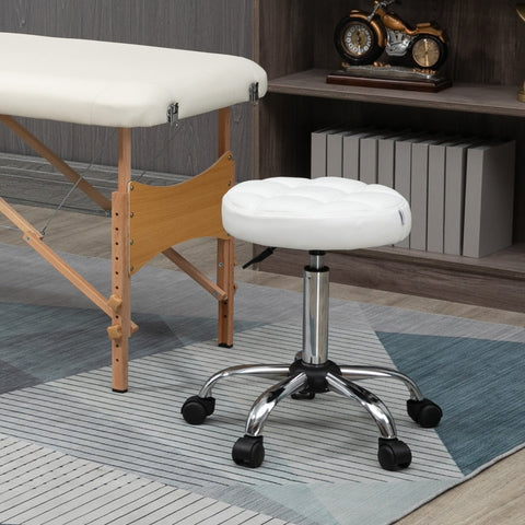 Rootz Swivel Stool - Rolling Stool - Height Adjustable Salon Stool - Faux Leather - Armless Design - Elegant Quilted Pattern - 35.5cm x 51-67cm