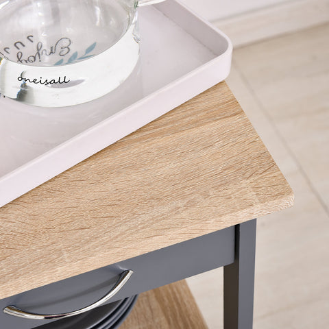 Rootz Kitchen Trolley - Serving Trolley - Rolling Cart - Ample Storage - Pine Wood/MDF - 37cm x 37cm x 76cm