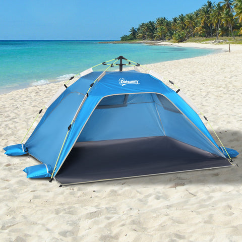 Rootz Pop-Up Beach Tent - Sun Shade - UV Shelter - Mesh Window - Fiberglass Frame - 220x173x120cm