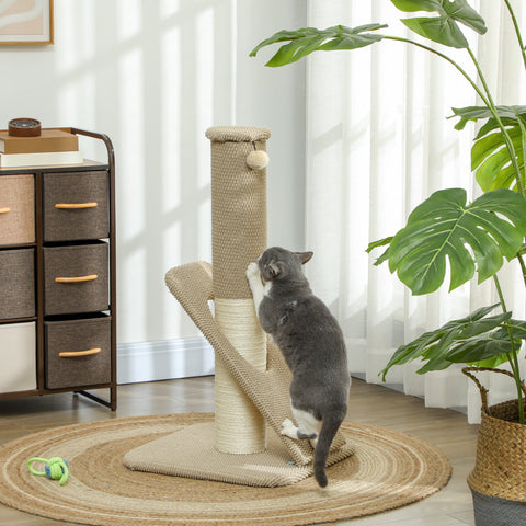 Rootz Cat Scratching Post - Activity Center - Furniture Protector - Solid Chipboard - 48cm x 48cm x 84cm