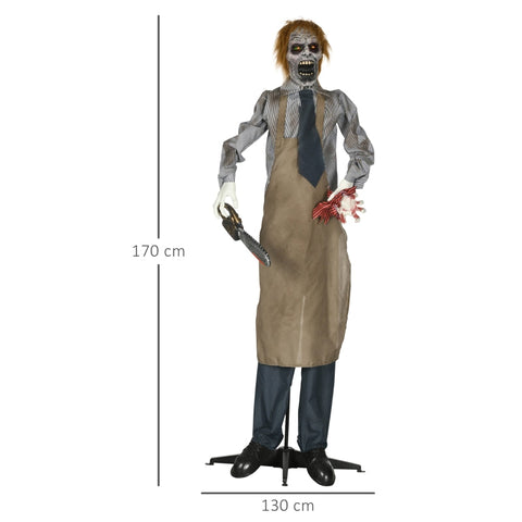 Rootz Halloween Decoration - Chainsaw Killer - Spooky Doll - Interactive Scare - Realistic Movements - Eye-Catching Visuals - 130cm x 18cm x 170cm - Polyester & Plastic