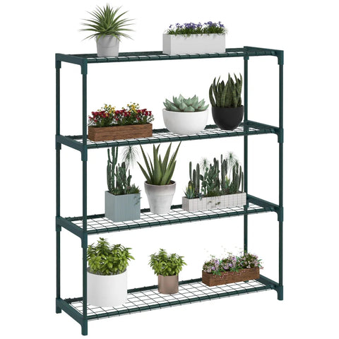 Rootz Plantenplank - Bloementrap - Modern Design - Plantentrap - 4 Planken - Staal - Donkergroen - 89cm X 28cm X 107cm