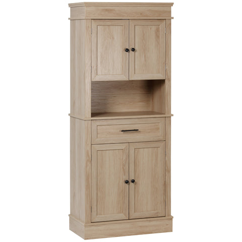 Rootz Kitchen Buffet Cabinet - Versatile Storage - Brown Cupboard - Sophisticated Note - MDF, 74cm x 39.5cm x 183cm